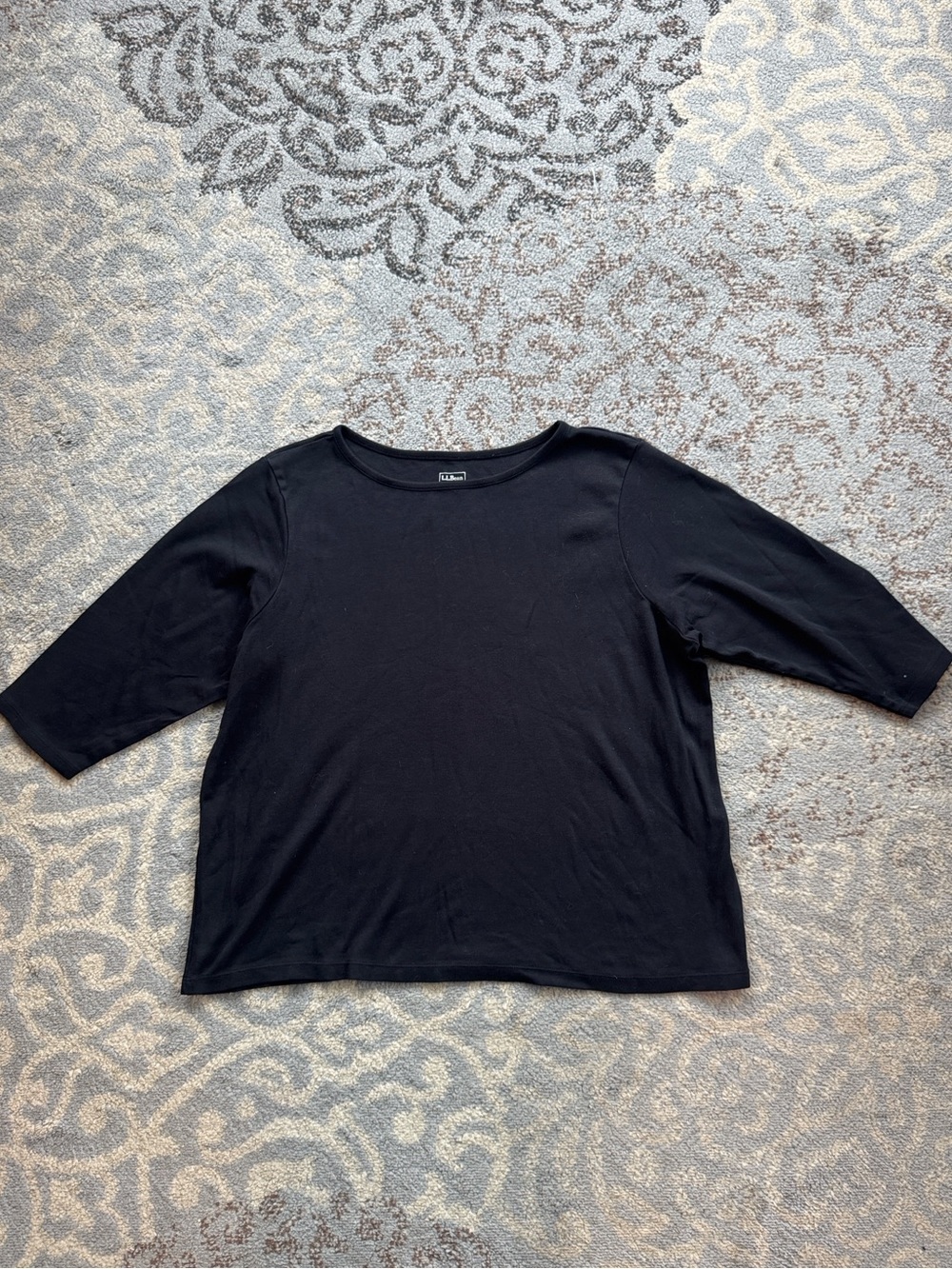 L.L. Bean Supima Cotton 3/4 Sleeve Top Black 2X
